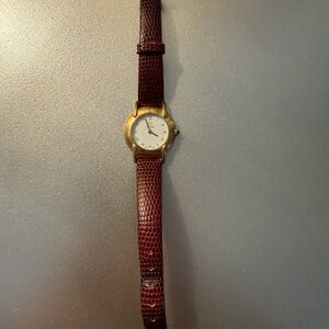 Fendi Gold Watch with Brown Leather Strap